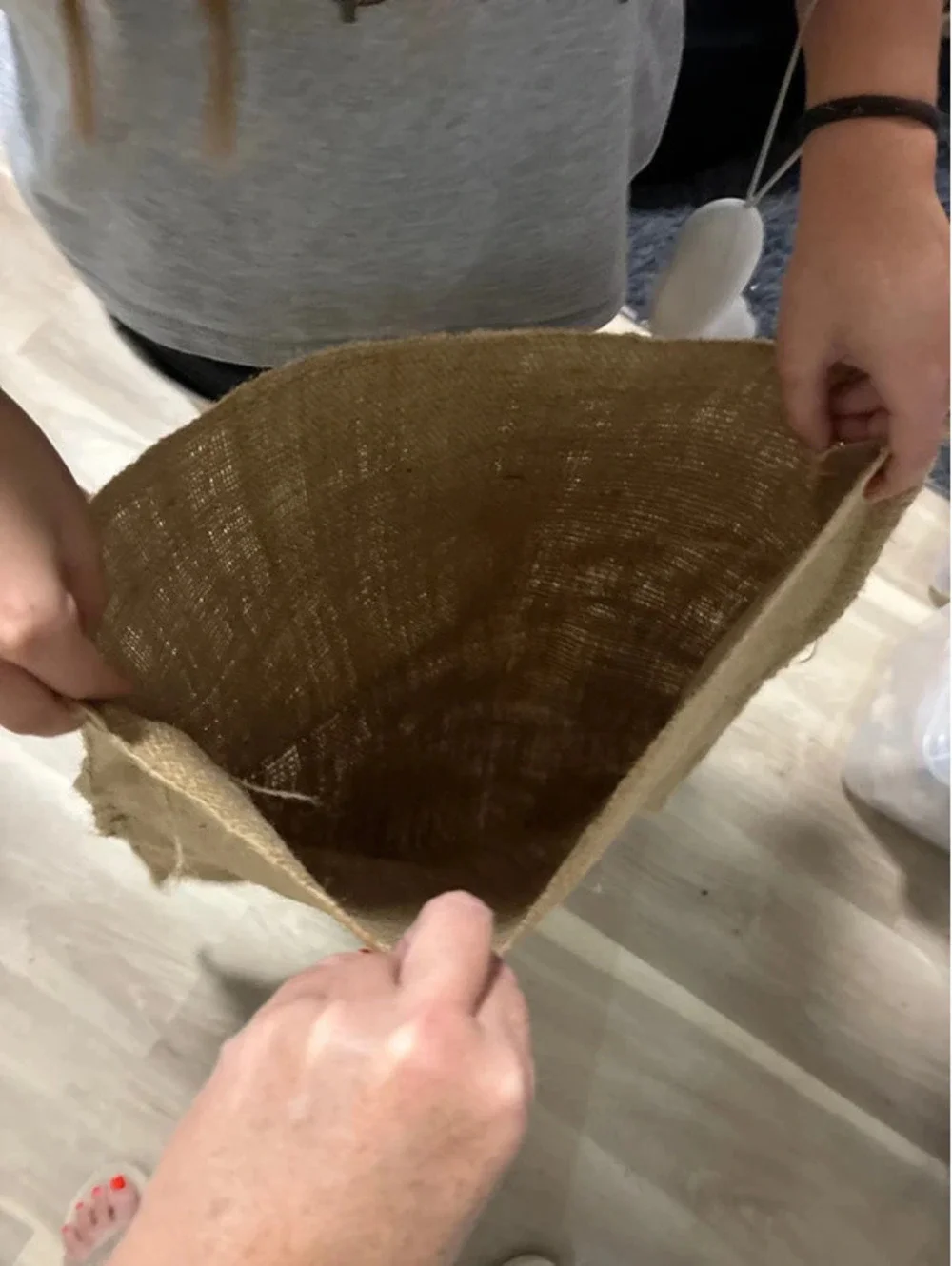 Set a five burlap bags